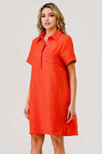 Orange Ellie Casual Collared Game Day Shift Dress