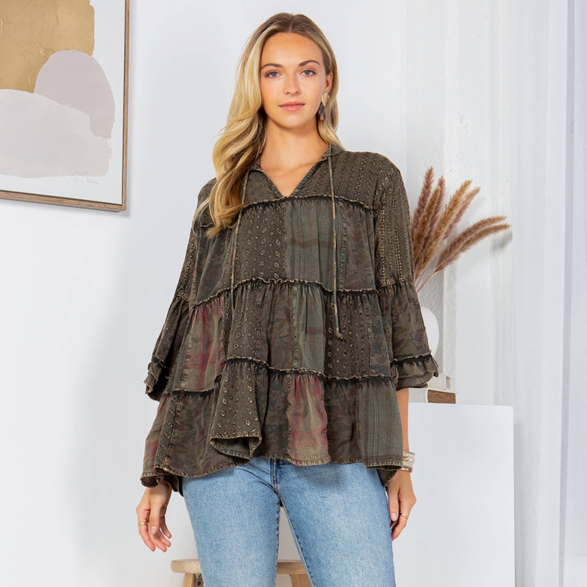 GRAVEL Artistic Fusion: Overdyed Jhabla Top With Emb