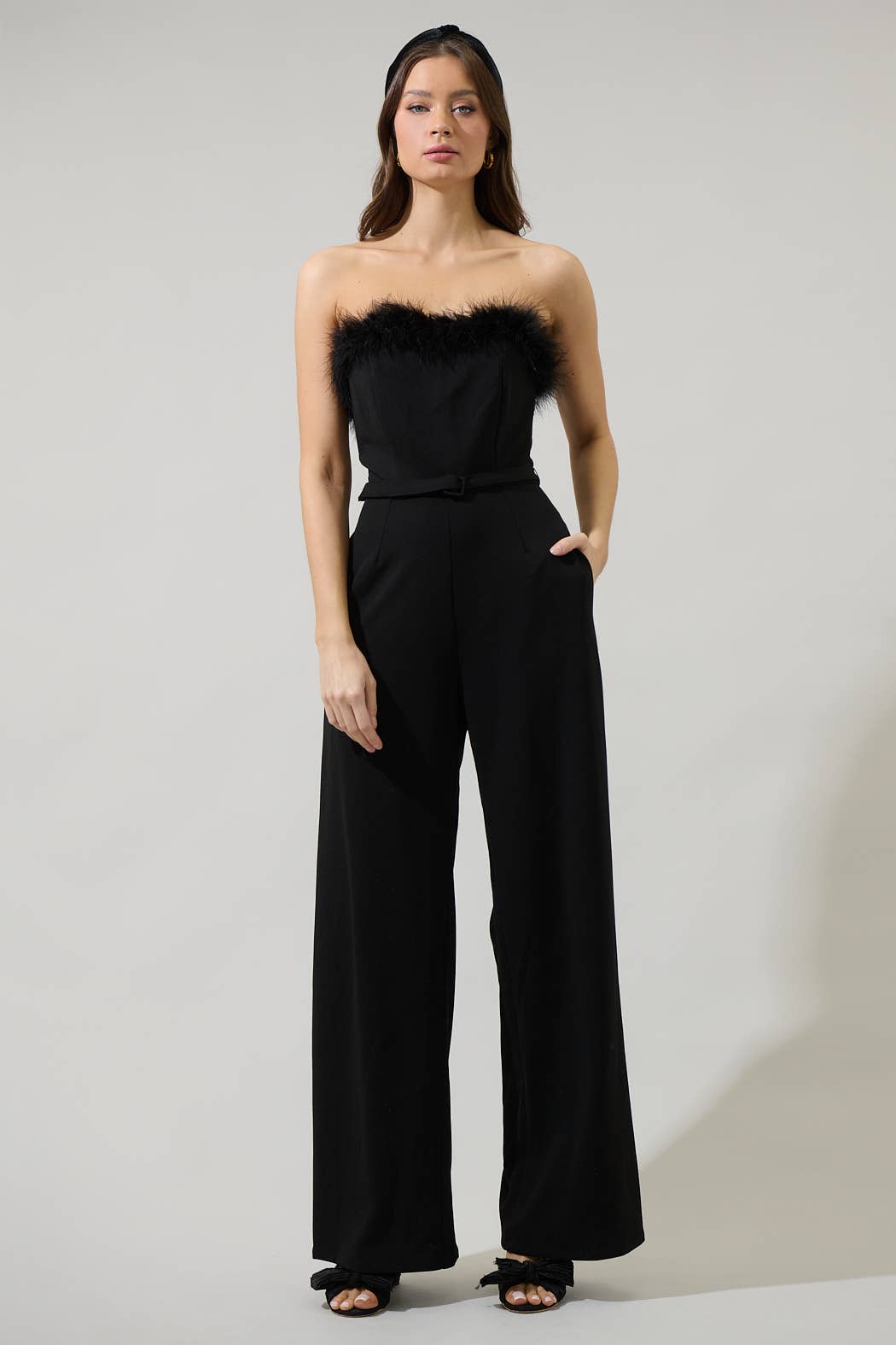 Montes Strapless Wide Leg Jumpsuit: Black