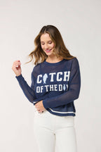 "CATCH OF THE DAY" MESH SWEATER