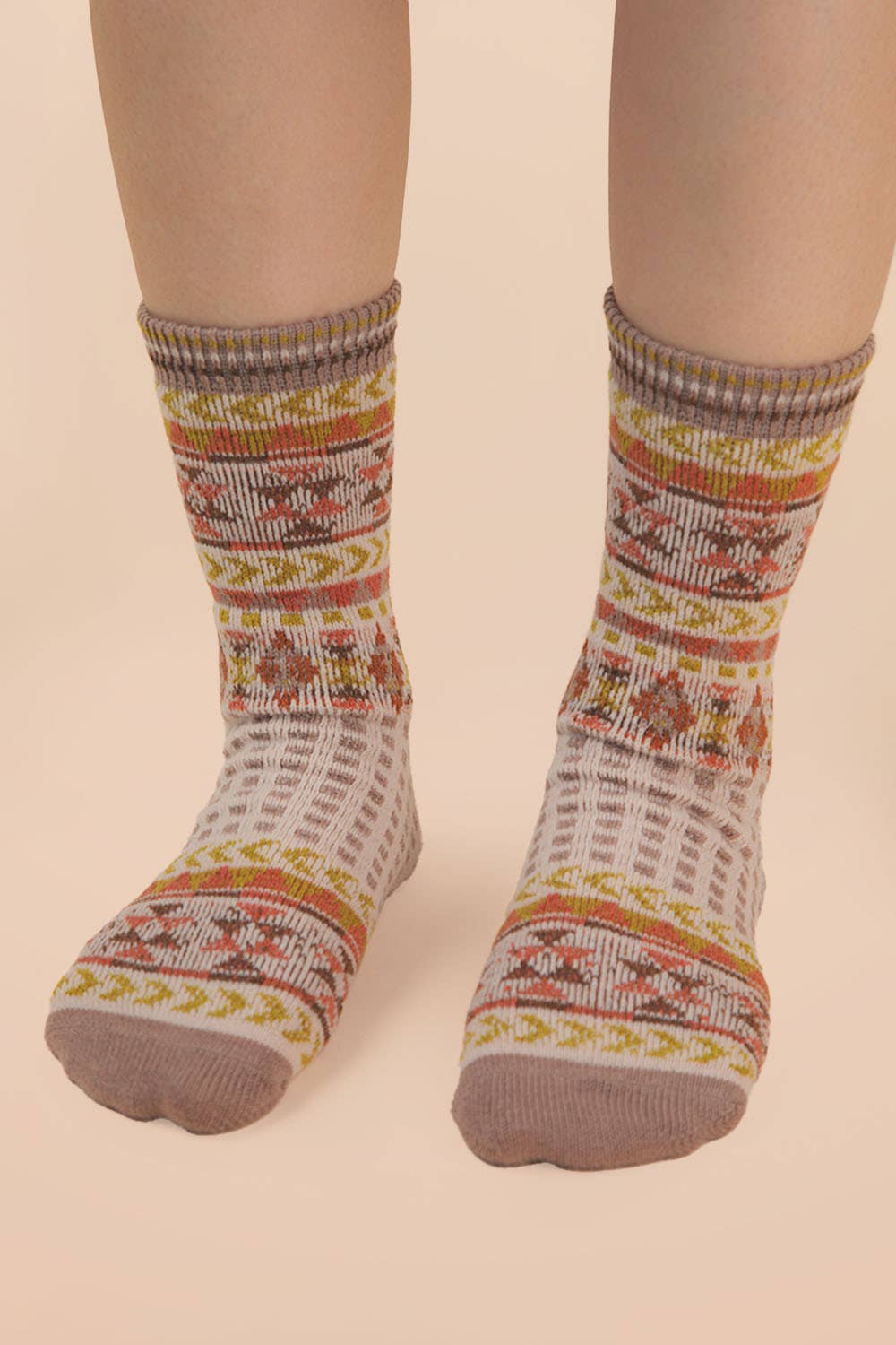 Geometric Graphic Crew Socks: SAGE