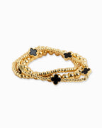 MOP Clover Stretch Beaded Bracelets, Set of 3: White