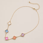 Gold Chain Necklace with Shell Inlay Charms: Pink / One / 4SN11001