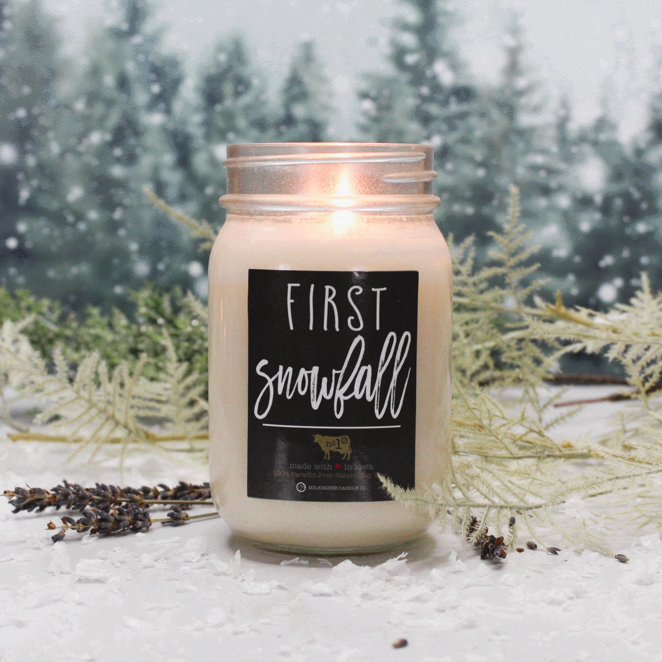 FIRST SNOWFALL 13OZ MASON JAR CANDLE