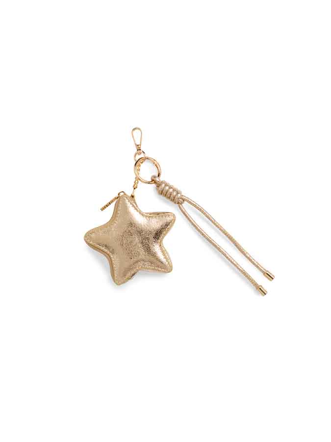 STAR POUCH BAG CHARM/KEY RING: GOLD