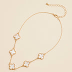 Gold Chain Necklace with Shell Inlay Charms: Gold/White / One / 4SN11001