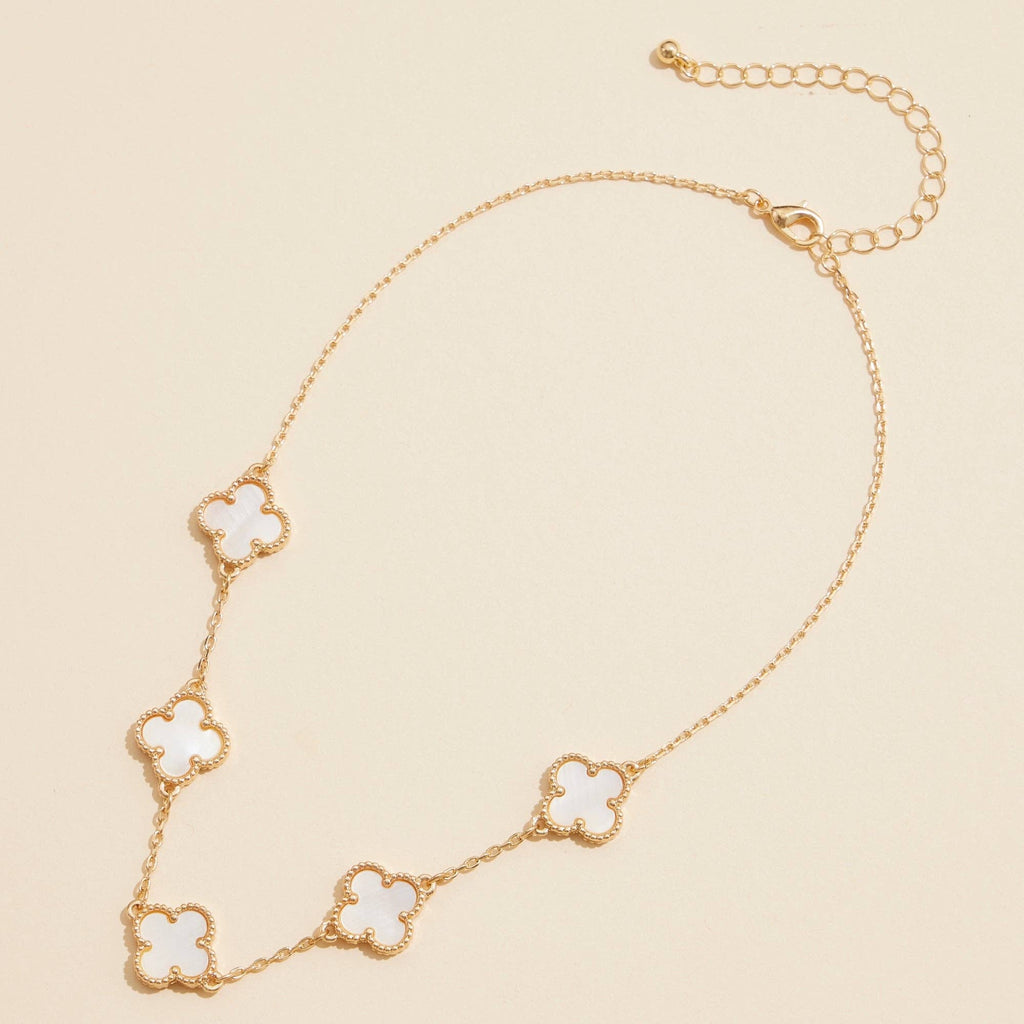 Gold Chain Necklace with Shell Inlay Charms: Pink / One / 4SN11001