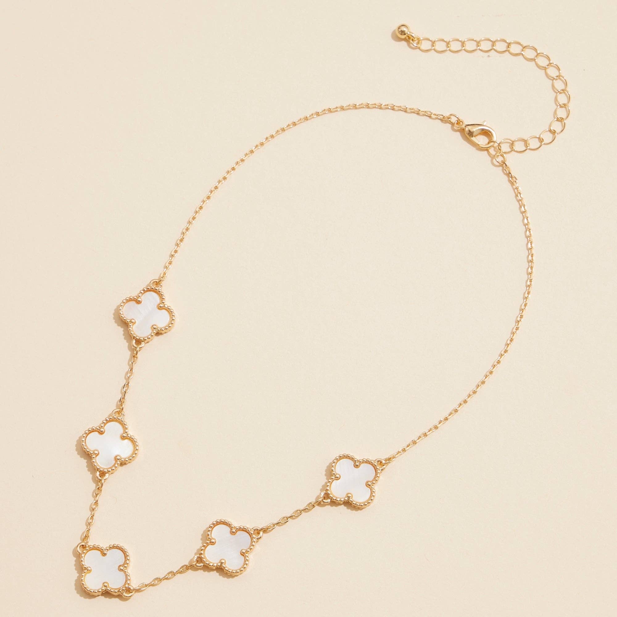 Gold Chain Necklace with Shell Inlay Charms: Pink / One / 4SN11001