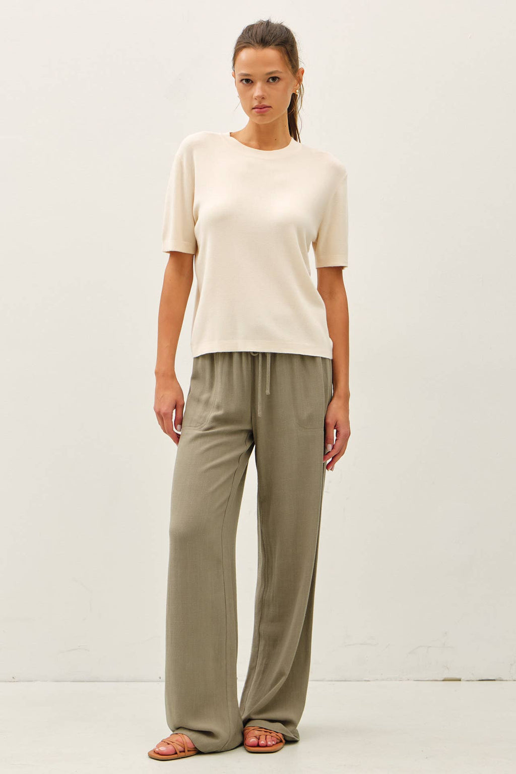 VANILLA CASHMERE BLENDED SHORT SLEEVE SWEATER