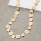 Hammered Gold Disc Chain Necklace: WG