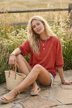 RED Mineral-Washed Oversized French Terry Top