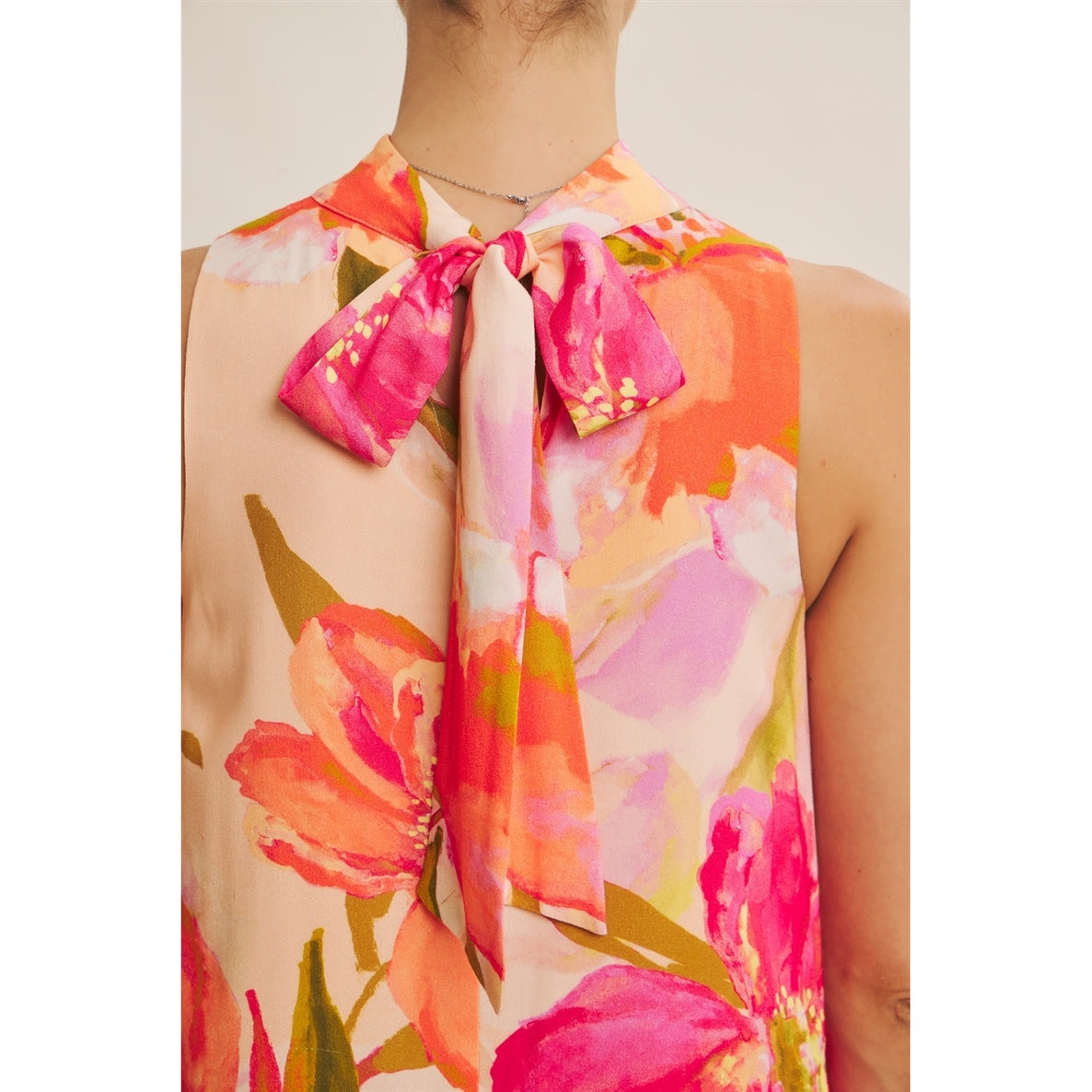 Peach Multi Blooming Resort Floral Maxi Dress with Back Bow