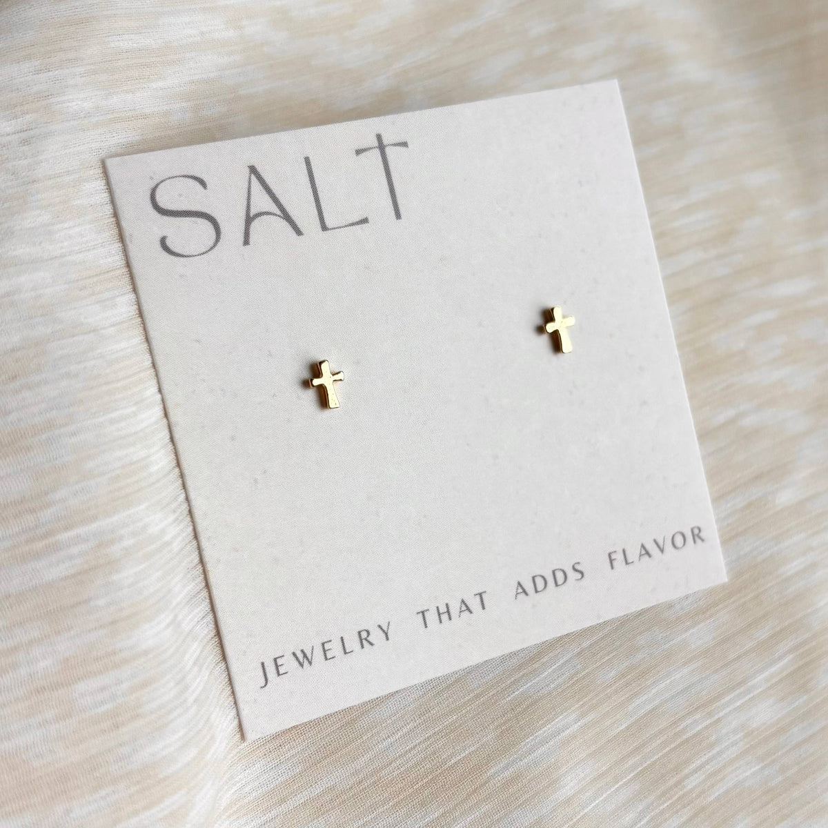TINY CROSS STUDS | 18k gold | dainty stud post earrings