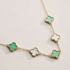 Gold Chain Necklace with Shell Inlay Charms: Gold/White / One / 4SN11001