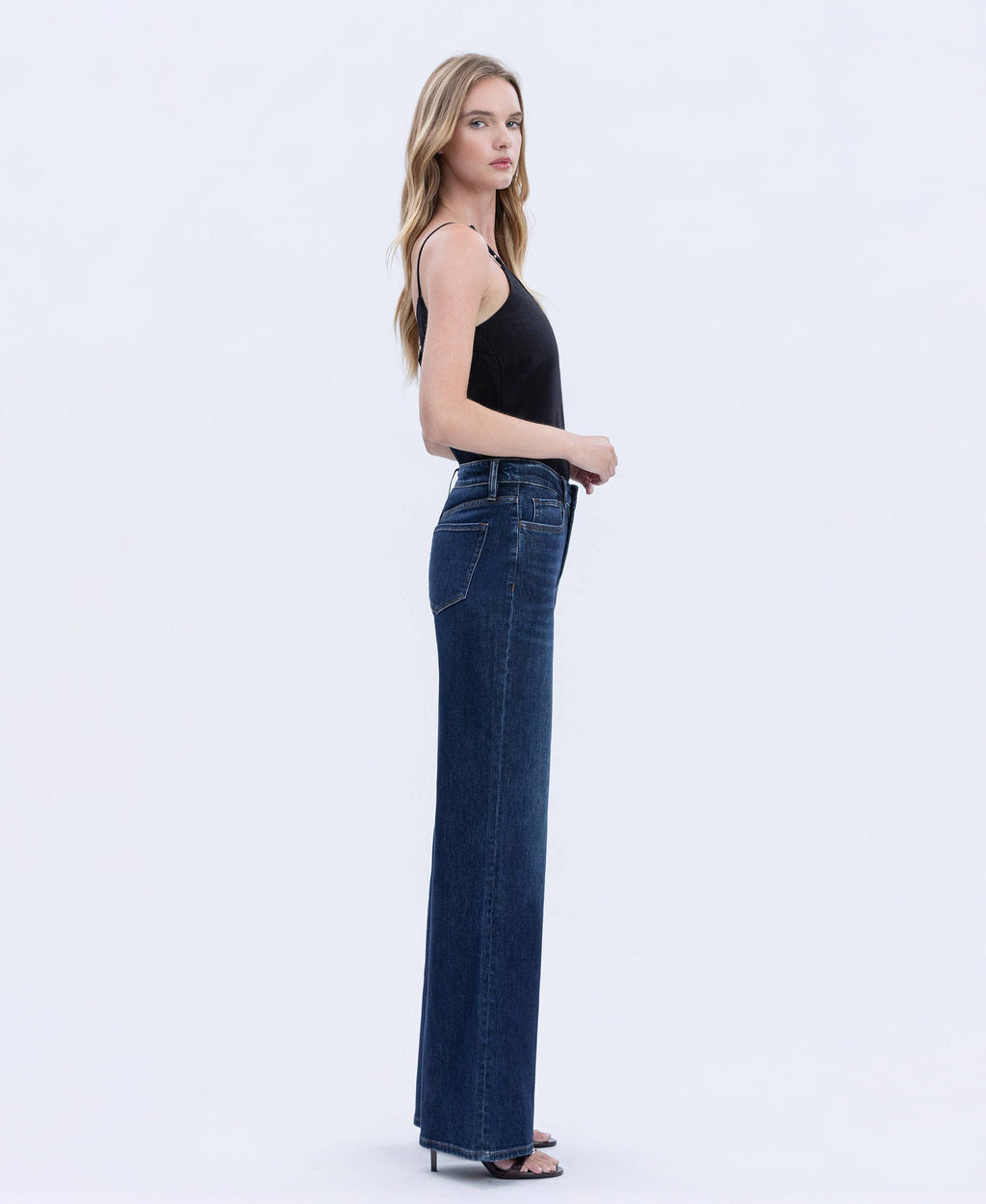 UPLIFTED JEWEL OLIVIA SUPER HIGH RISE FULL LENGTH DARK WASH WIDE JEANS