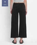 PLUS SIZE HIGH RISE BLACK CROP WIDE LEG JEANS