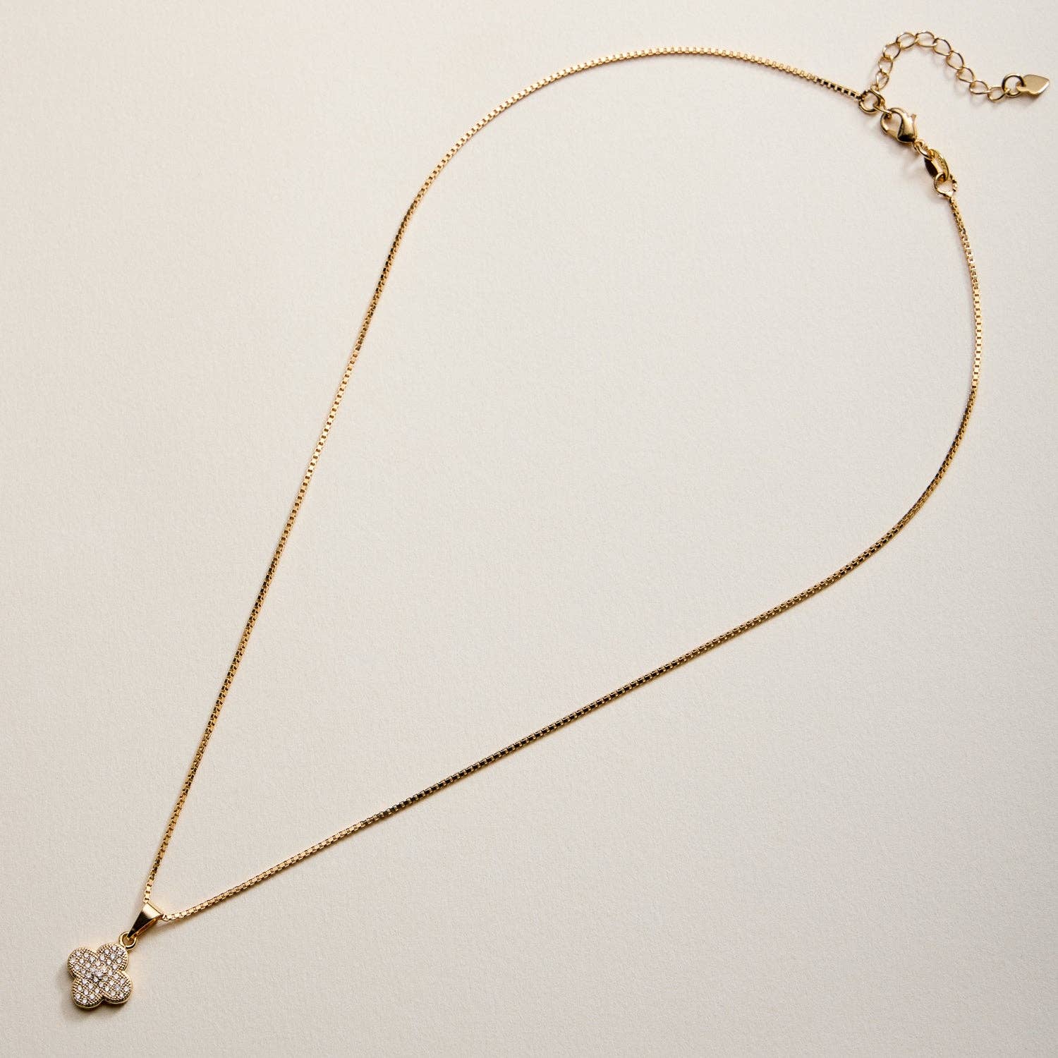 Gold Filled Clover Pendant Necklace with Box Chain: GD / ONE