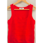 RED Textured Sleeveless Scoop Neck Knit Top