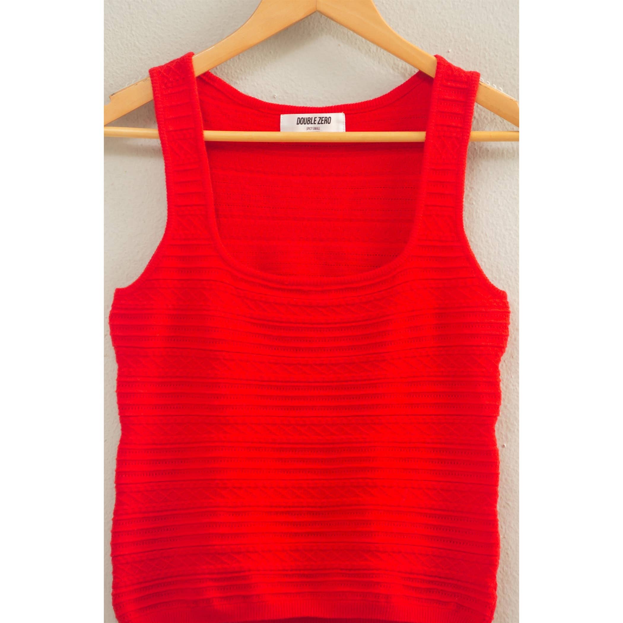 RED Textured Sleeveless Scoop Neck Knit Top
