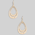 Hammered Double Teardrop Layered Dangle Earrings: WG