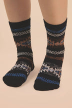 Aztec Graphic Cozy Crew Socks: HEATHER GREY