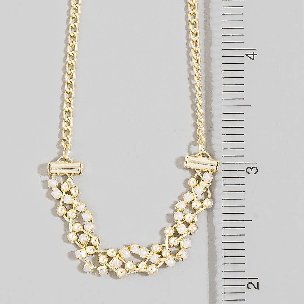 Glass Bead Woven Center Station Chain Necklace: G