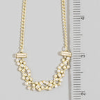Glass Bead Woven Center Station Chain Necklace: G