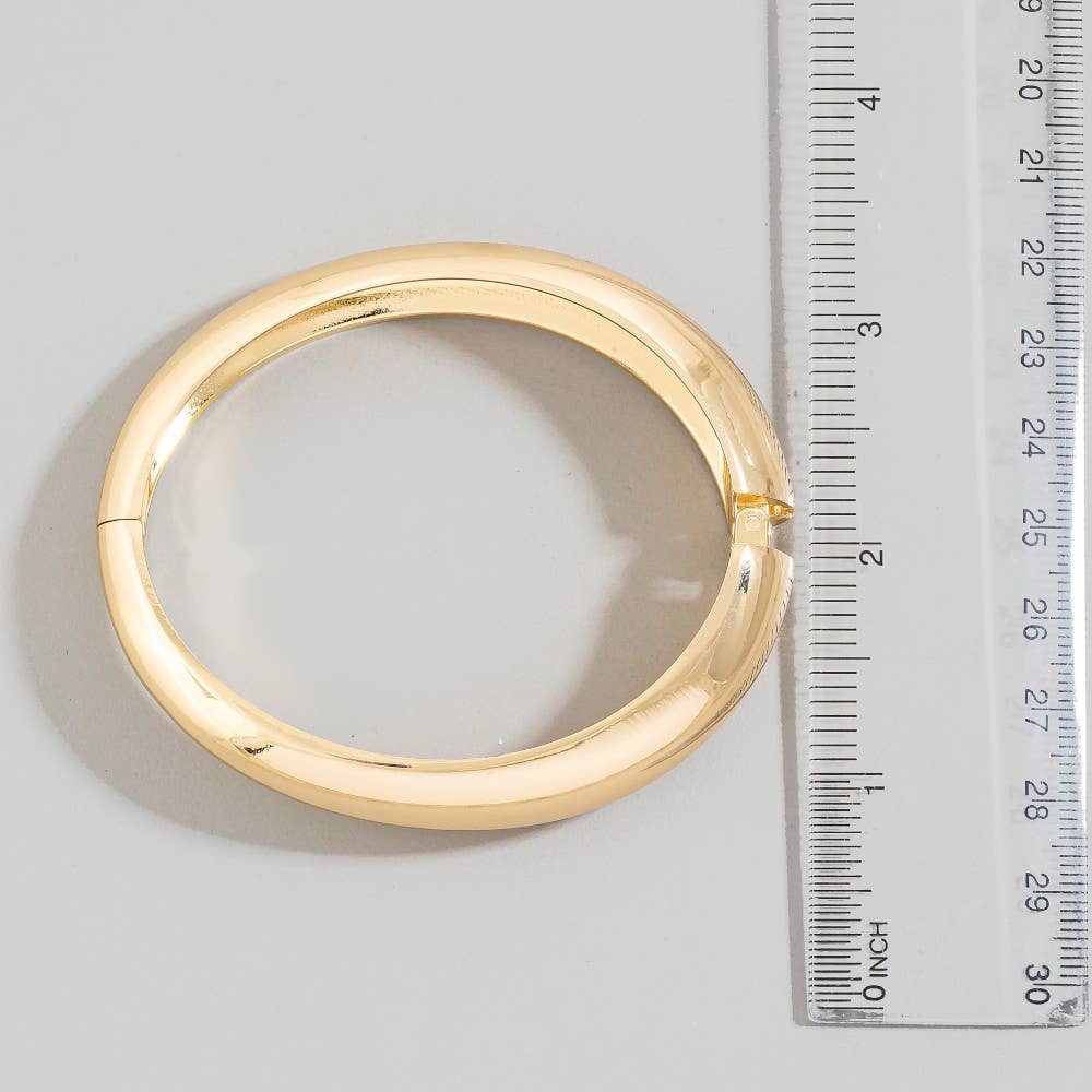 GOLD Metallic Curved Sculptural Bangle Bracelet