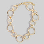 GOLD Mixed Large Hoop Chain Statement Necklace