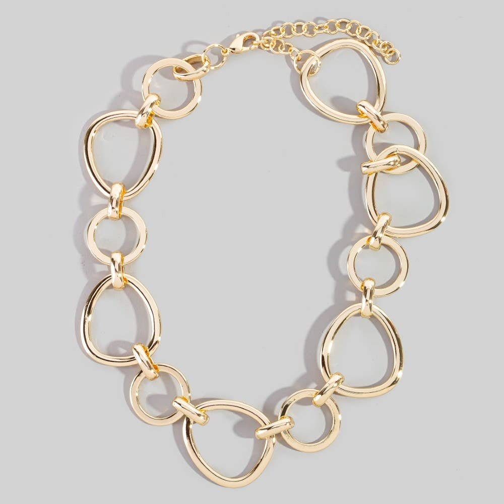 GOLD Mixed Large Hoop Chain Statement Necklace