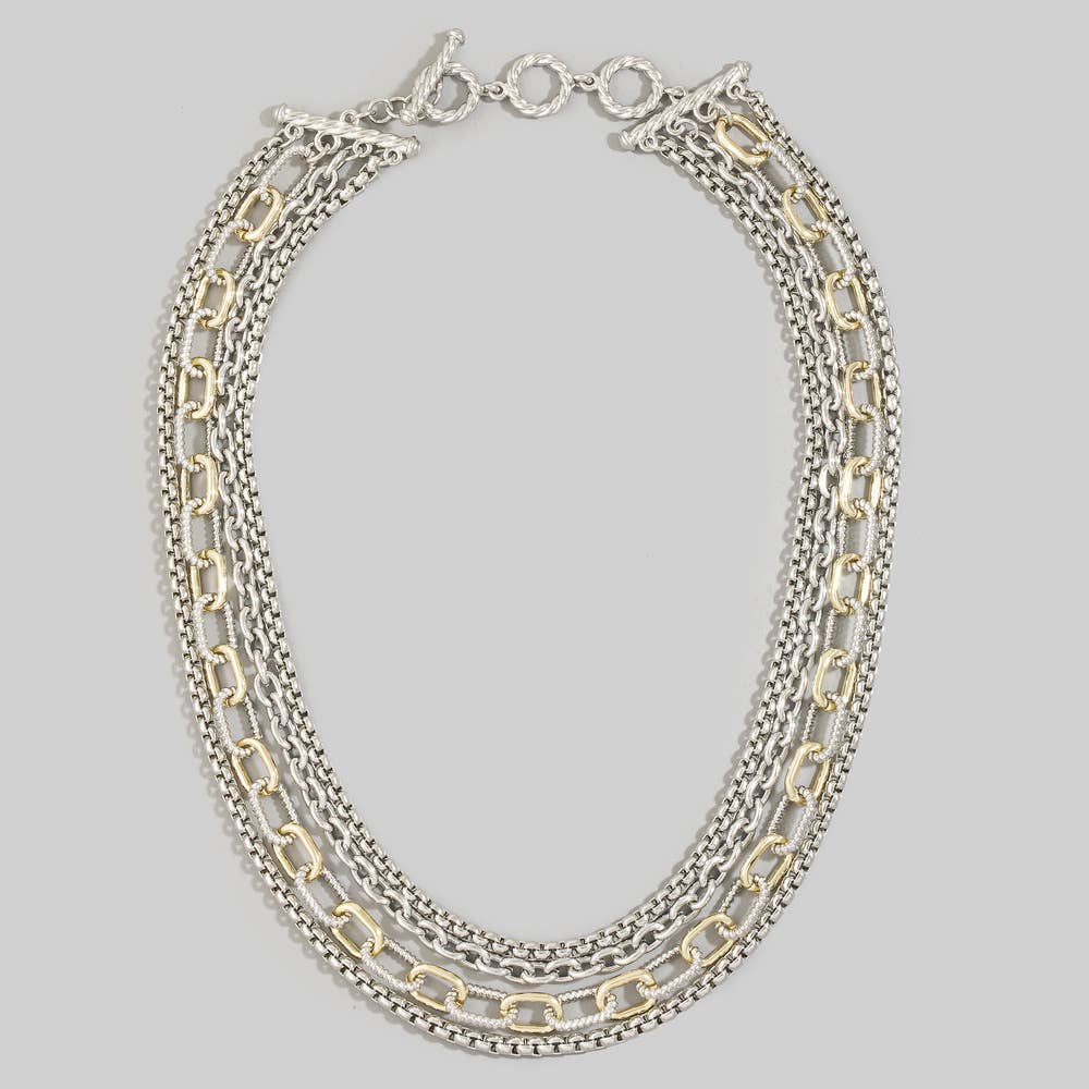Layered Multi Strand Toggle Necklace: G