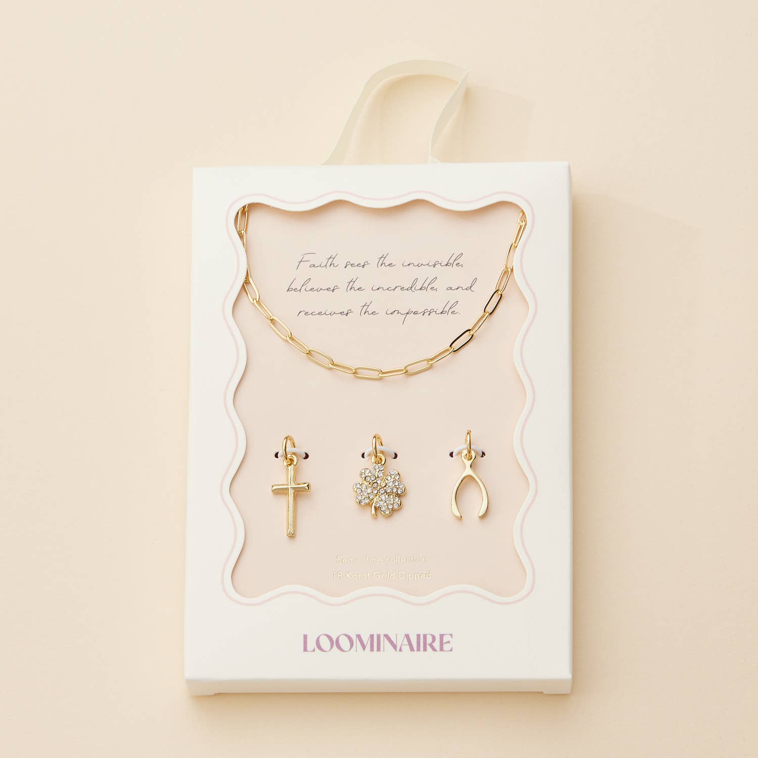 Gold Dipped Necklace with 3 Symbolic Charms: Gold / One / 4DN18071