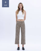 PLUS HIGH RISE ANIMAL PRINT CROP WIDE LEG JEANS