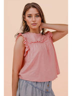 Blush Ruffle Detail Solid Knit Top