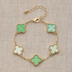 Colorful Shell Charm Bracelet with Gold Detailing: Pink / One / 5SB21068