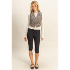 Chic Leopard Print Denim Vest: CREAM