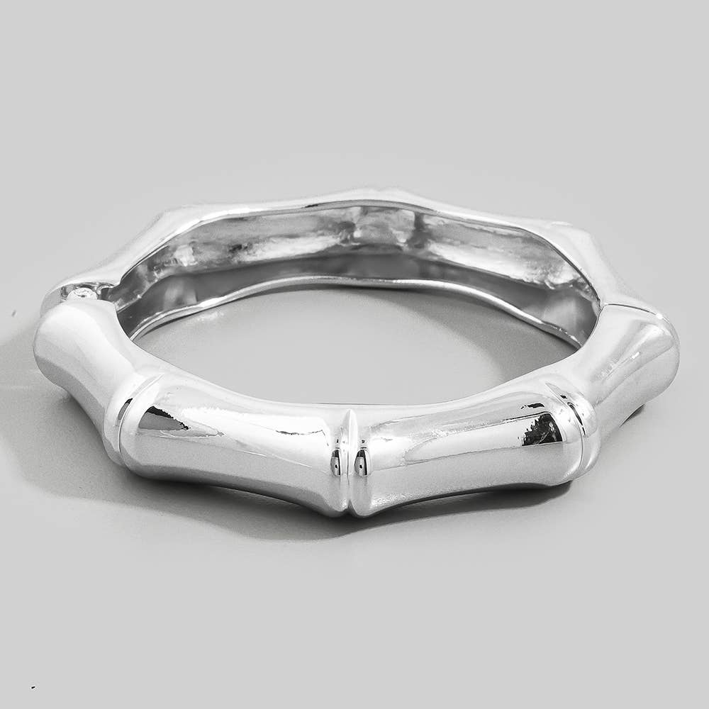 Round Bamboo Knuckle Hinged Bangle Bracelet: G