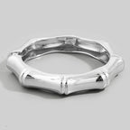 Round Bamboo Knuckle Hinged Bangle Bracelet: G