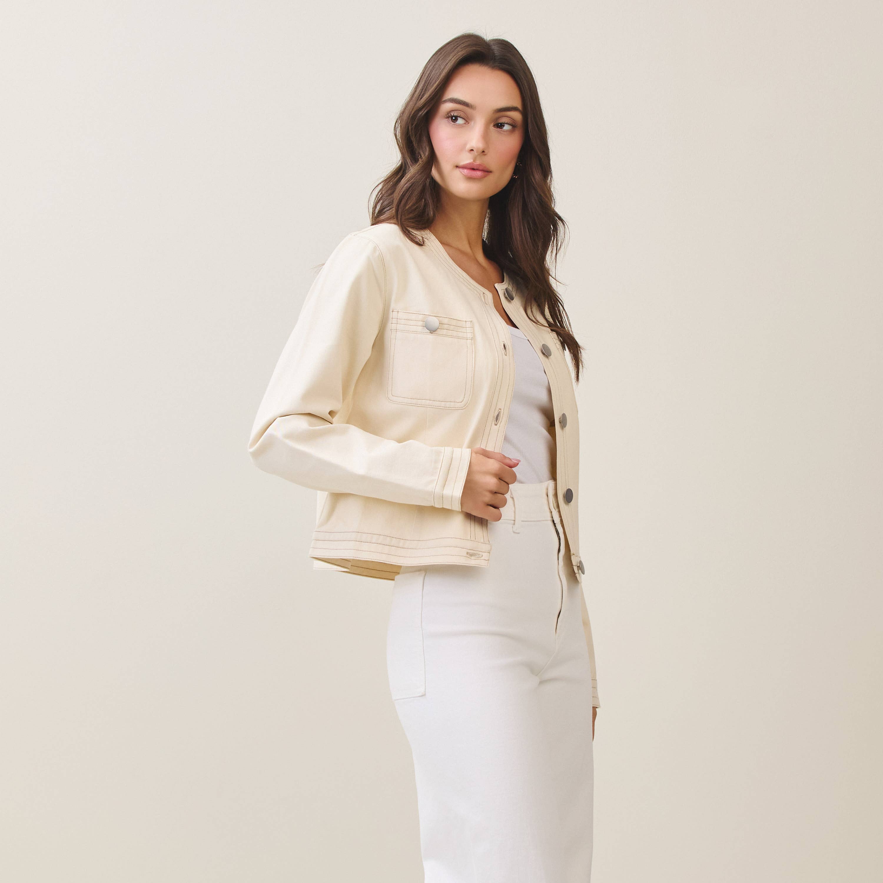 Cotton twill jacket: CREAM