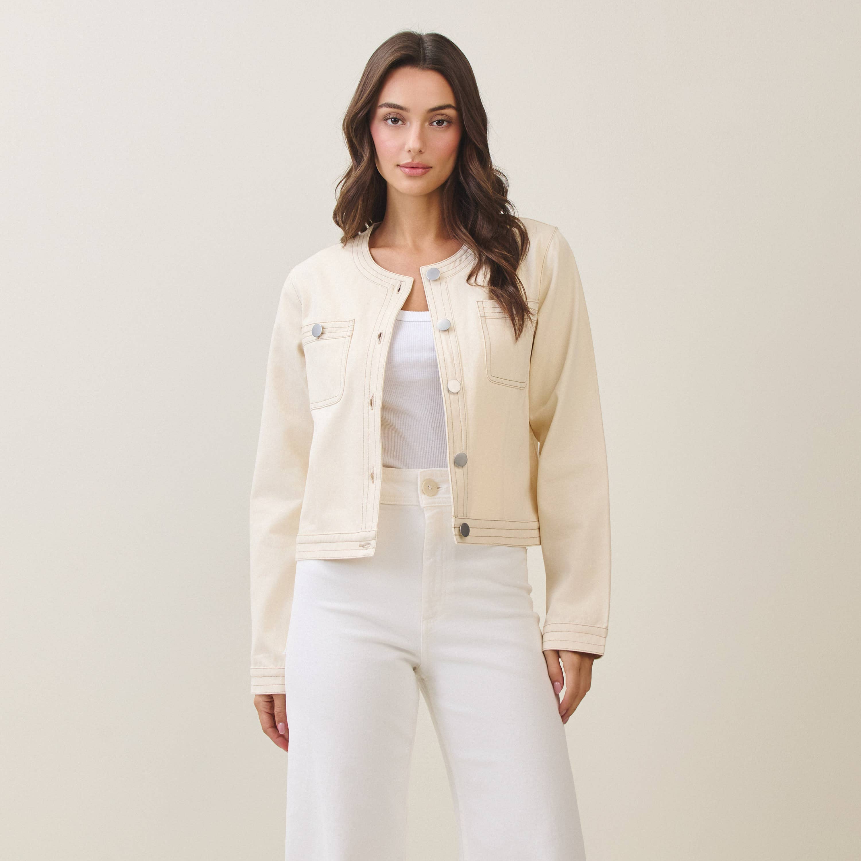 Cotton twill jacket: CREAM