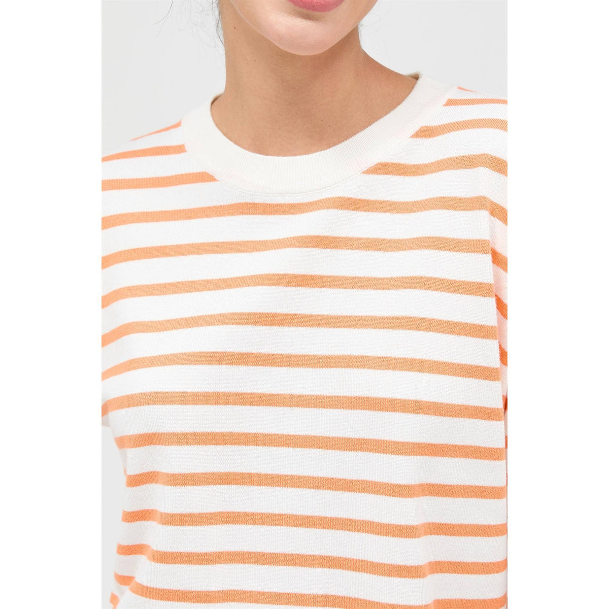 ORANGE Round Neck Striped Crop Top – HYFVE – view 5