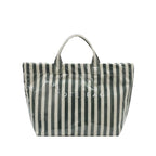 Striped Large-capacity PVC Tote Bag for Women Shoulder Bag : Green