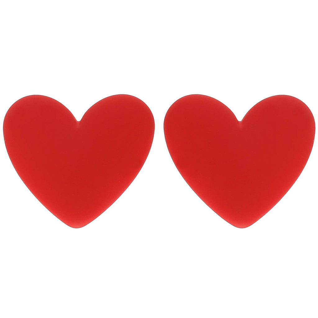 Heart Enamel Valentines Day Stud Post Earrings : Pink