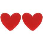 Heart Enamel Valentines Day Stud Post Earrings : Red
