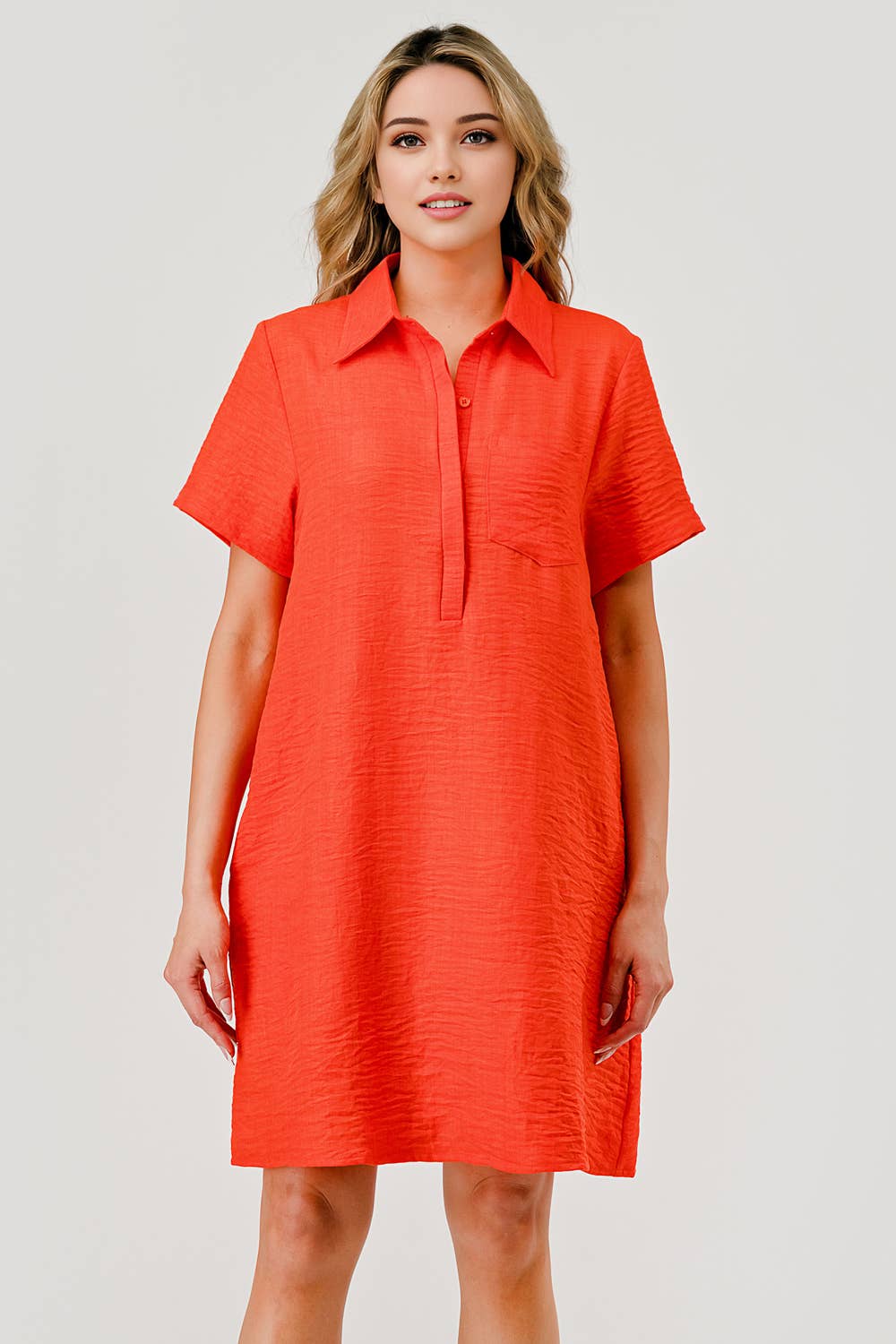 Orange Ellie Casual Collared Game Day Shift Dress