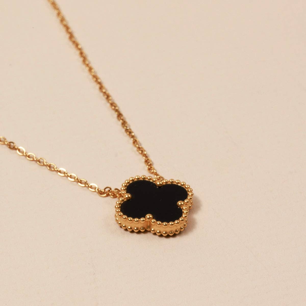 Floral Charm 18K Gold Dip Stainless Steel Necklace: White / One / B4JN001