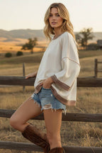 Ivory Mineral-Washed Oversized French Terry Top