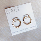 BEADED HOOPS | 18k gold clasp hoop earrings | textured hoop