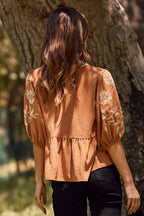 Solid Airflow Peplum Blouse : Mocha