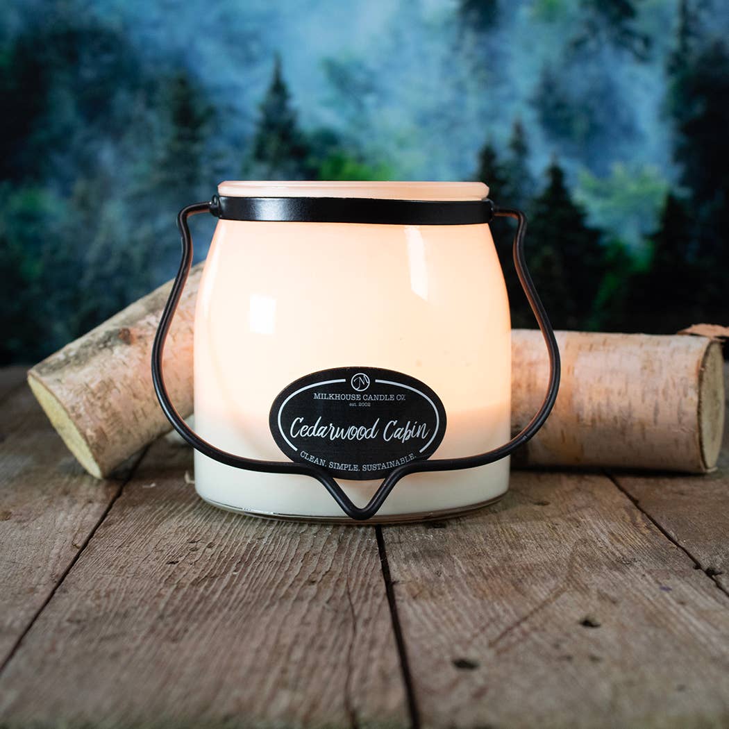 16 oz Butter Jar Candle: Cedarwood Cabin